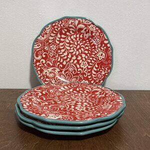 Lot 4 Pioneer Woman Stoneware Salad Dessert Plate Traveling Vines Excellent 8.5"